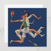 Vintage Sports, Tennis Players Crash with Rackets (Front/Back)