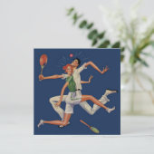 Vintage Sports, Tennis Players Crash with Rackets (Standing Front)