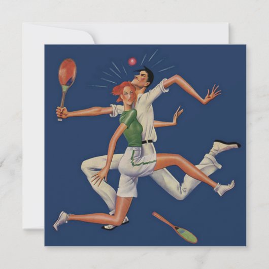 Vintage Sports, Tennis Players Crash with Rackets (Front)