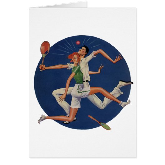 Vintage Sports, Tennis Players Crash with Rackets (Front)