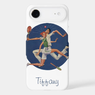 Vintage Sports, Tennis Players Crash with Rackets iPhone 17 Air Case
