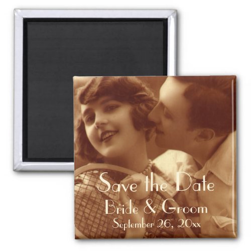 Vintage Sports Tennis Wedding Save the Date Magnet
