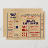 Vintage Sports Ticket Baby Shower Invite -Football (Front/Back)