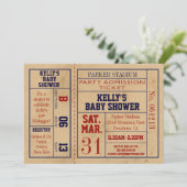 Vintage Sports Ticket Baby Shower Invite -Football (Standing Front)