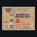 Vintage Sports Ticket Birthday Invite - Baseball<br><div class="desc">"Tickets... tickets... Get your tickets here to a fantastic Sports Party!" These vintage style ticket invitations are perfect for your sports star to invite all his buddies to the best game in town, his birthday! Designed after vintage sports tickets from the early 1900's these invitations have nostalgia yet loads of...</div>