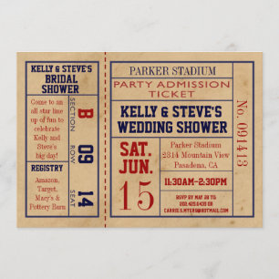Vintage Sports Ticket Bridal Shower Invite footbal