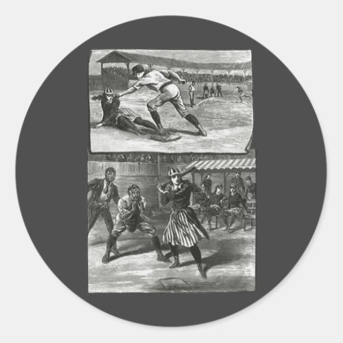 Vintage Sports Victorian Womens Baseball Teams Classic Round Sticker