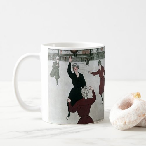 Vintage Sports Womens Basketball Players in Game Coffee Mug