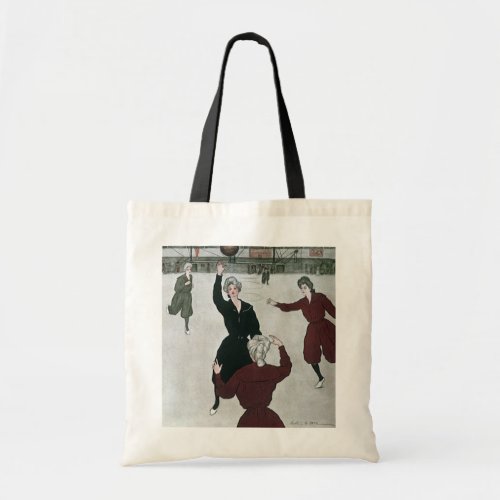 Vintage Sports Womens Basketball Players in Game Tote Bag