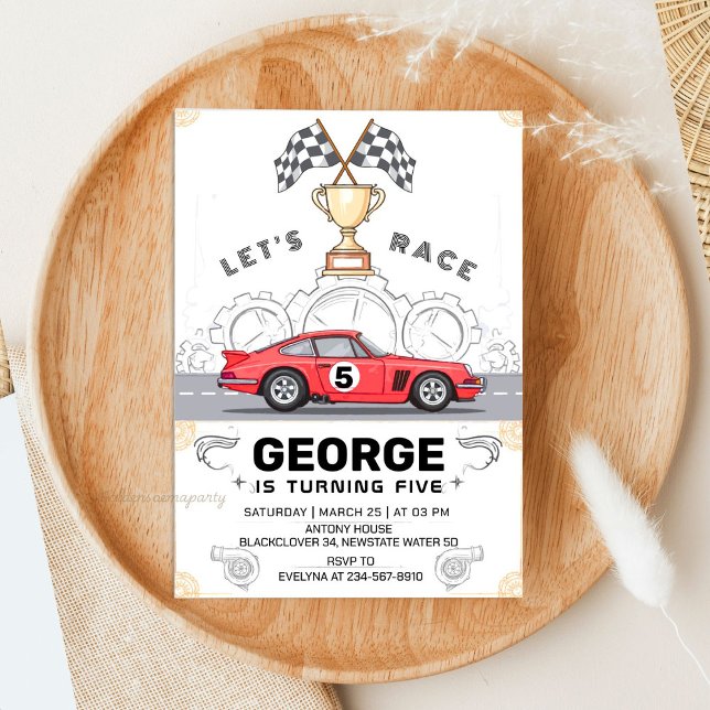 Vintage Sportscar Birthday Party - Classic Race Invitation (Creator Uploaded)