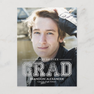 Vintage Sporty Editable Color Graduation Postcard