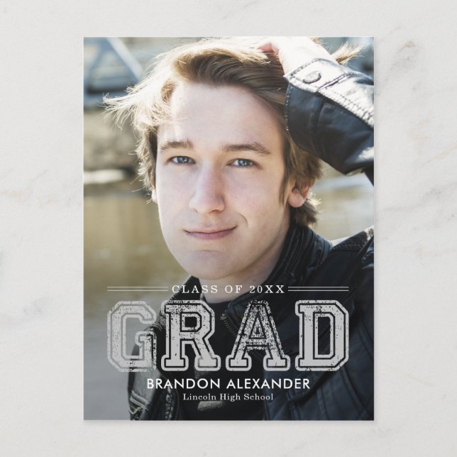 Vintage Sporty Editable Color Graduation Postcard (Front)