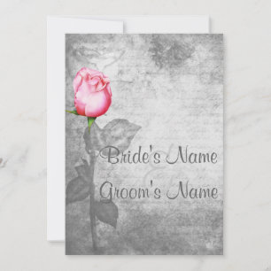 Vintage Spot Color Pink Rose Wedding Invitation