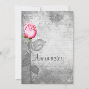 Vintage Spot Color Pink Rose Wedding Invitation