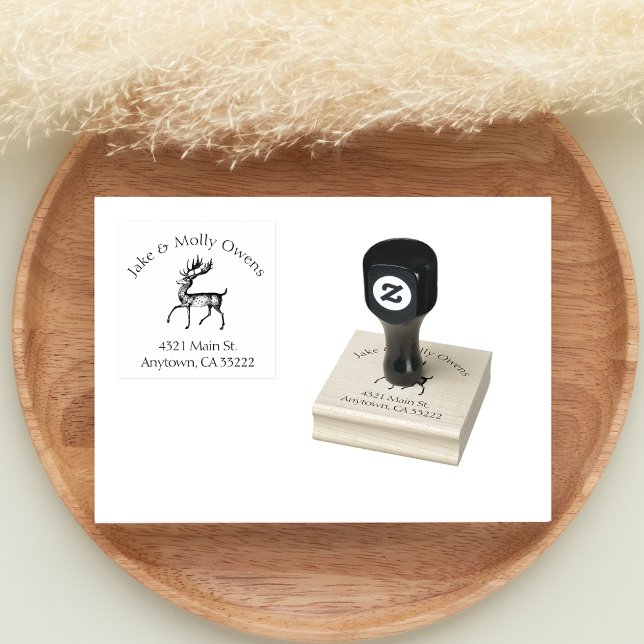 Vintage Spotted Deer Personalized Rubber Stamp (Creator Uploaded)