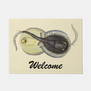 Vintage Spotted Stingrays, Marine Ocean Animals Doormat