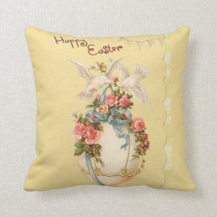Vintage Spring And Easter Egg Throw Pillow
