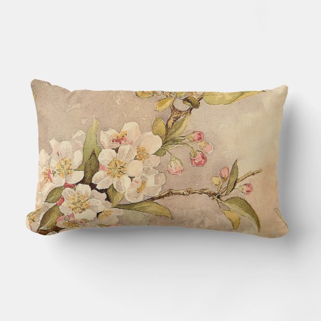 Vintage Spring Blossoms Lumbar Pillow (Front)