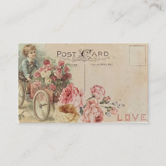 Vintage Spring Boy Flowers Business Card