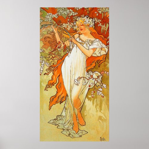 Vintage Spring by Alphonse Mucha Poster