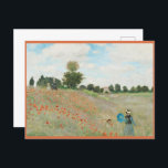Vintage Spring Claude Monet Postcard<br><div class="desc">Claude Monet's The Poppy Field near Argenteuil (1873) famous painting. Old vintage greeting card is customizable. Add text or change background color if you like.</div>
