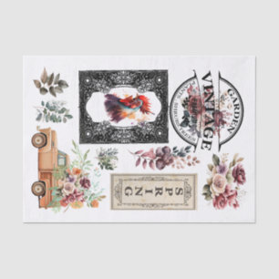 Vintage spring decoupage paper elements