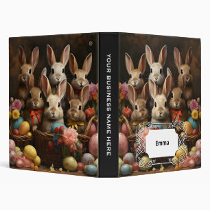 Vintage Spring Easter Egg Basket Bunny Hop 3 Ring Binder