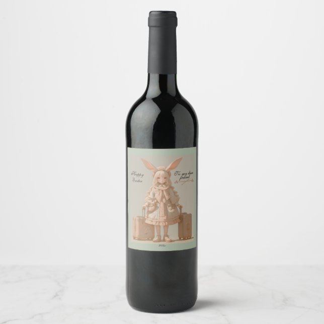 Vintage Spring, Easter, Wine Label (Front)