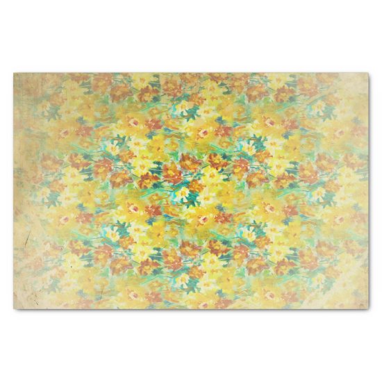 Vintage Spring Floral on Yellow Tissue Paper