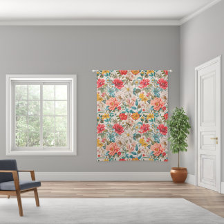 Vintage Spring Floral Seamless Pattern Sheer Curtains