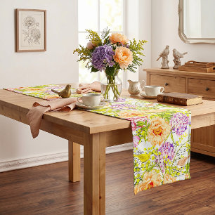 Vintage spring floral short table runner