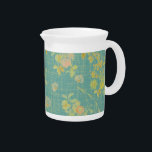 Vintage Spring Floral Teal Pattern Beverage Pitcher<br><div class="desc">Pretty vintage,  distressed blue floral pattern.</div>