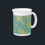 Vintage Spring Floral Teal Pattern Beverage Pitcher<br><div class="desc">Pretty vintage,  distressed blue floral pattern.</div>