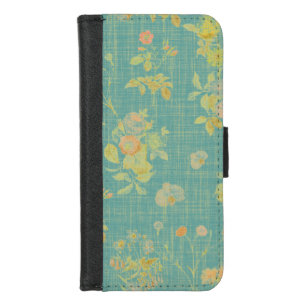 Vintage Spring Floral Teal Pattern iPhone 8/7 Wallet Case