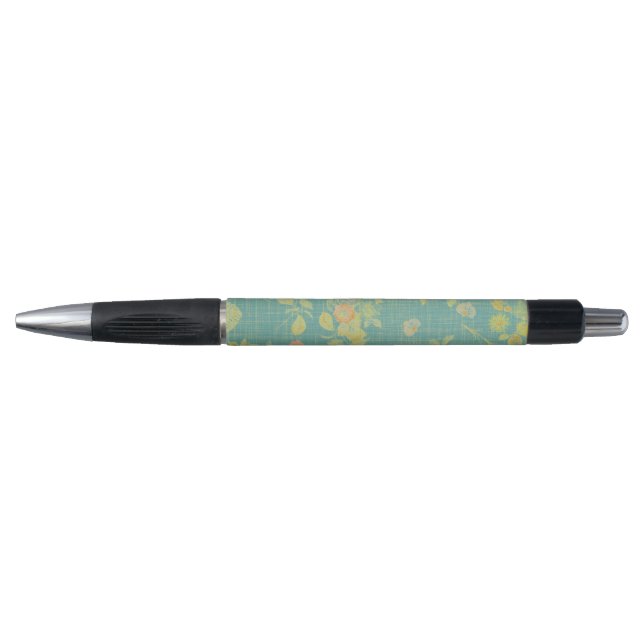 Vintage Spring Floral Teal Pattern Pen (Front)