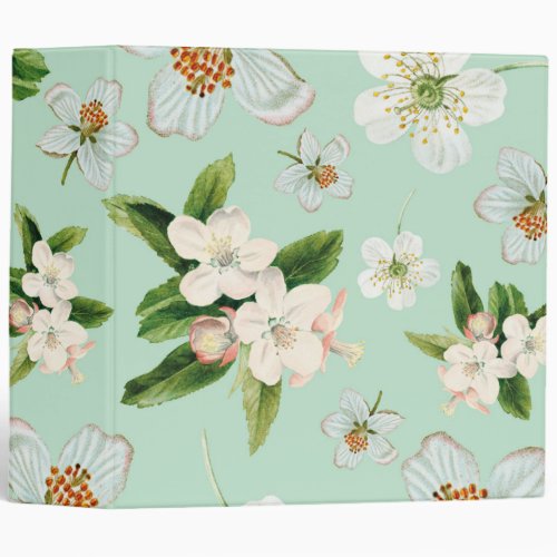 Vintage Spring Flower Blossoms Pattern 3 Ring Binder