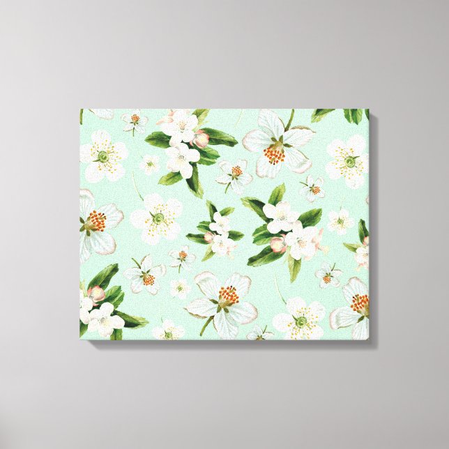 Vintage Spring Flower Blossoms Pattern Canvas Print (Front)