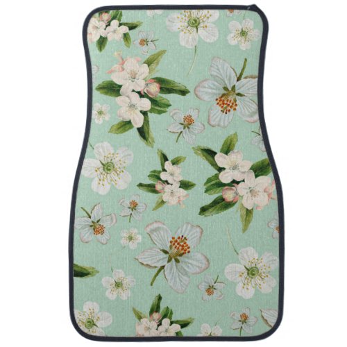 Vintage Spring Flower Blossoms Pattern Car Floor Mat