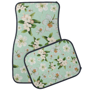 Vintage Spring Flower Blossoms Pattern Car Floor Mat