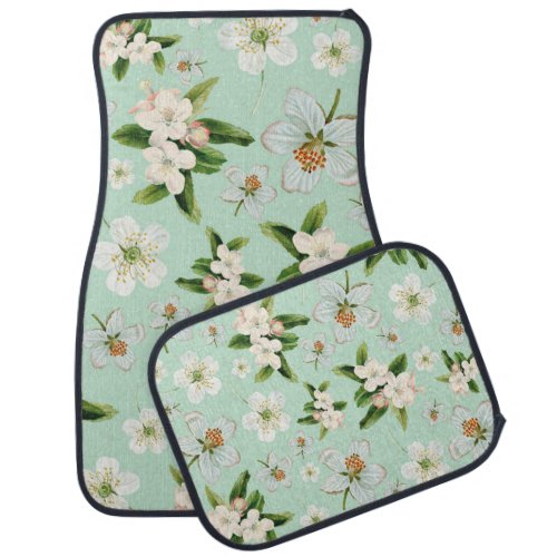 Vintage Spring Flower Blossoms Pattern Car Floor Mat