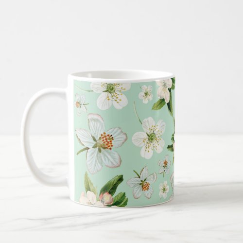 Vintage Spring Flower Blossoms Pattern Coffee Mug