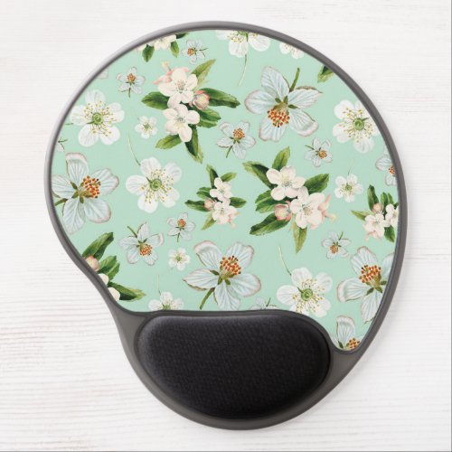 Vintage Spring Flower Blossoms Pattern Gel Mouse Pad