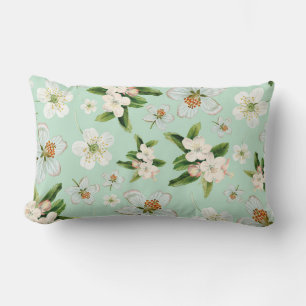 Vintage Spring Flower Blossoms Pattern Lumbar Pillow