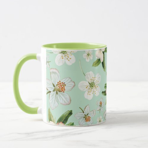 Vintage Spring Flower Blossoms Pattern Mug