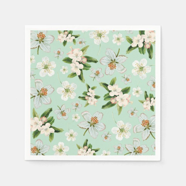 Vintage Spring Flower Blossoms Pattern Napkins (Front)