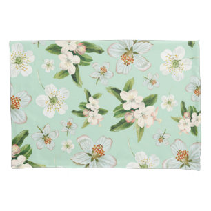Vintage Spring Flower Blossoms Pattern Pillow Case