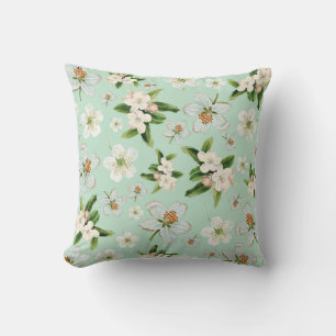 Vintage Spring Flower Blossoms Pattern Throw Pillow