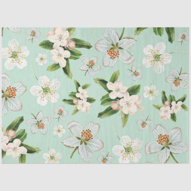 Vintage Spring Flower Blossoms Pattern Tissue Paper (Front)