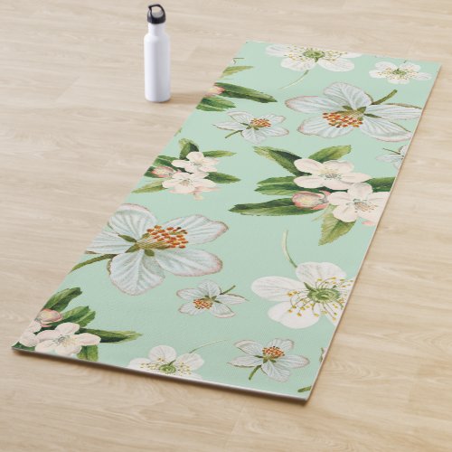 Vintage Spring Flower Blossoms Pattern Yoga Mat