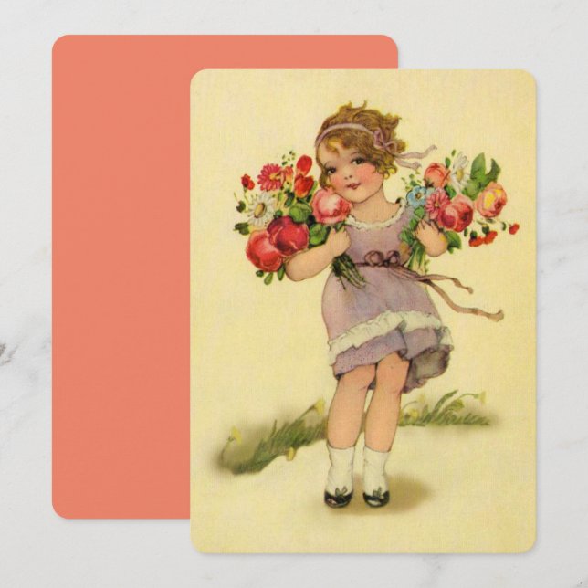 Vintage Spring Flower Girl Card (Front/Back)